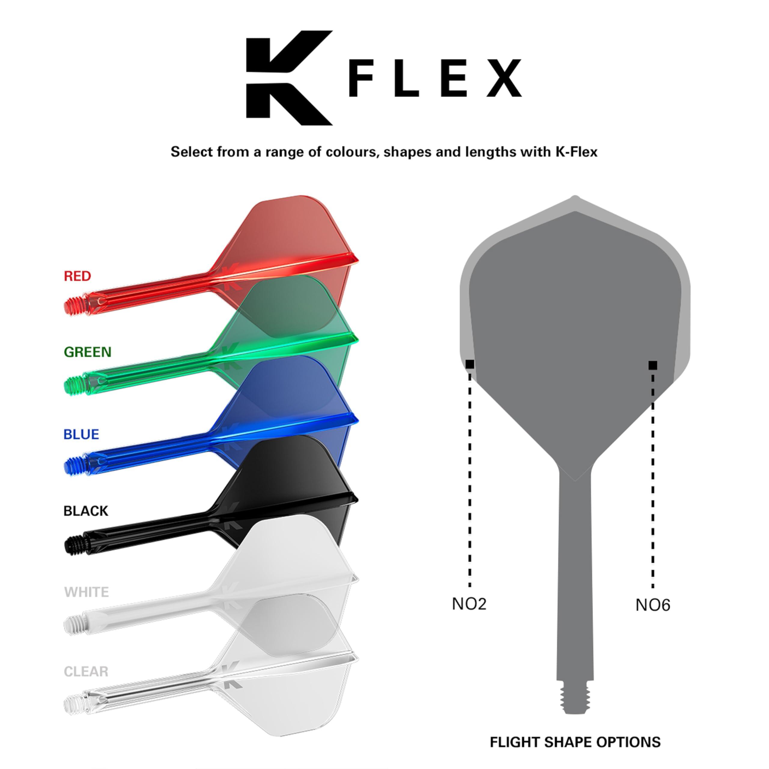 K Flex Integrierte Dart Flights und Shafts No.6 Medium 33mm 3/7