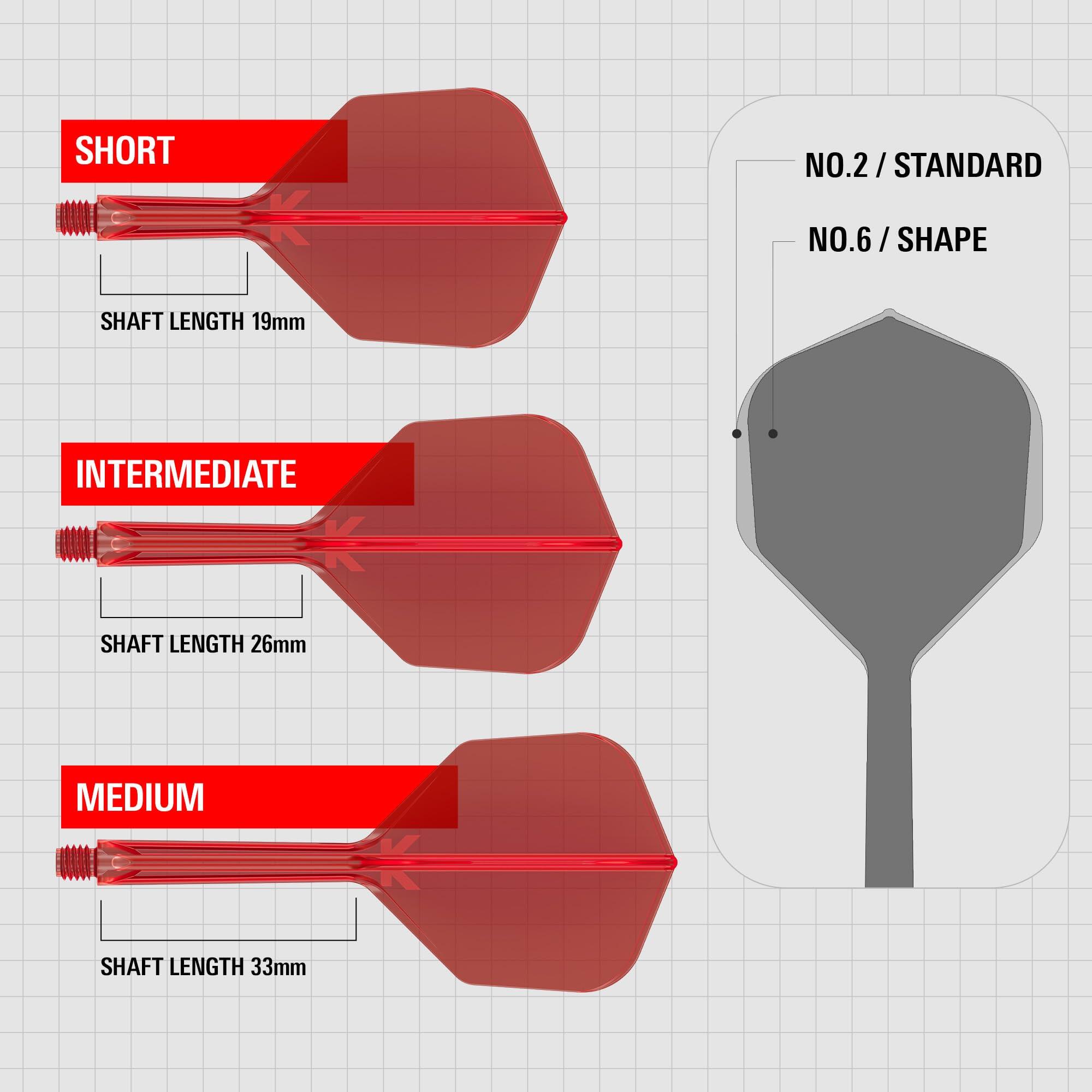 Ailettes et tiges K Flex Target Darts No.6 - Court (19mm), Rouge 3/7