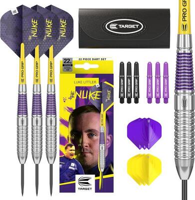 Luke littler brass steeltip darts set met opbergcase