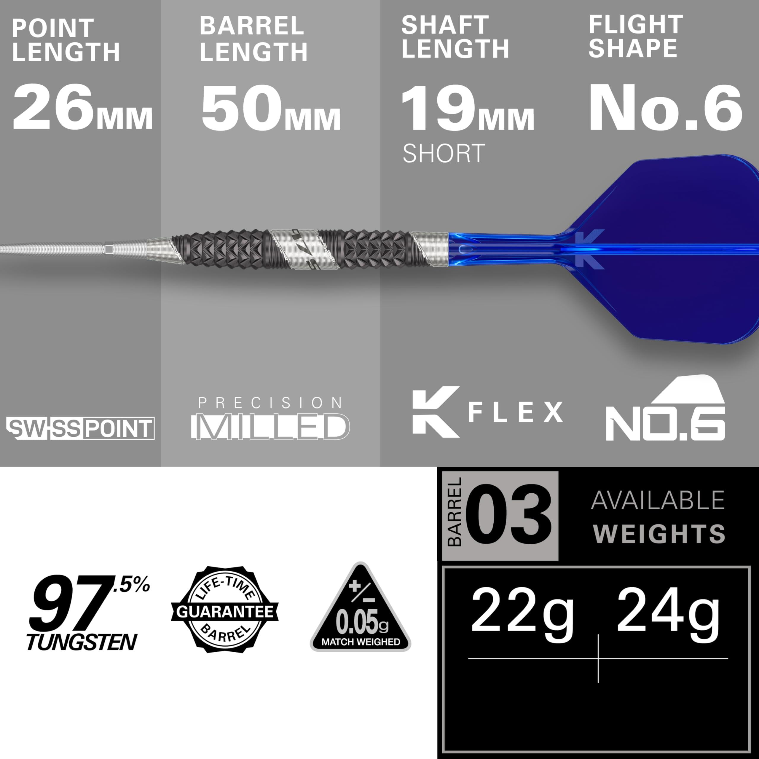 Set de fléchettes acier 975 Ultra Marine en tungstène 97,5% 2/5