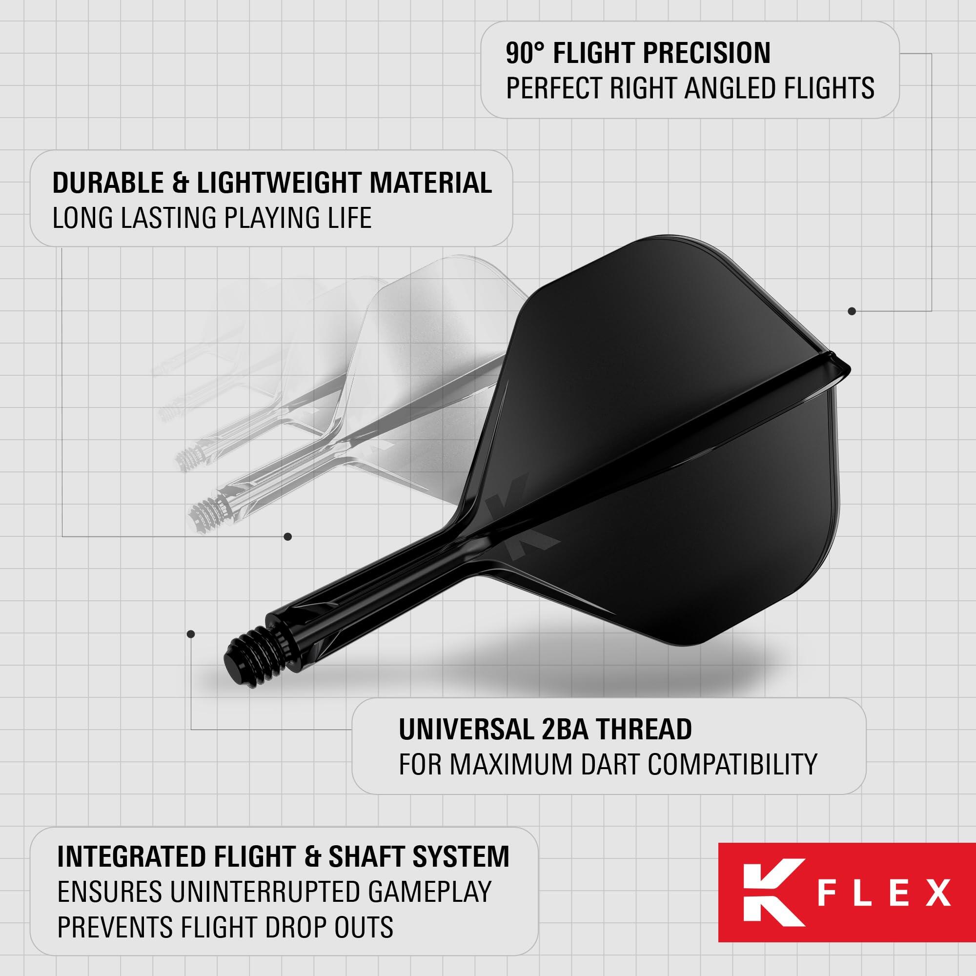 K-Flex geïntegreerde dartflights en shafts No.2 intermediate 26mm 6/7