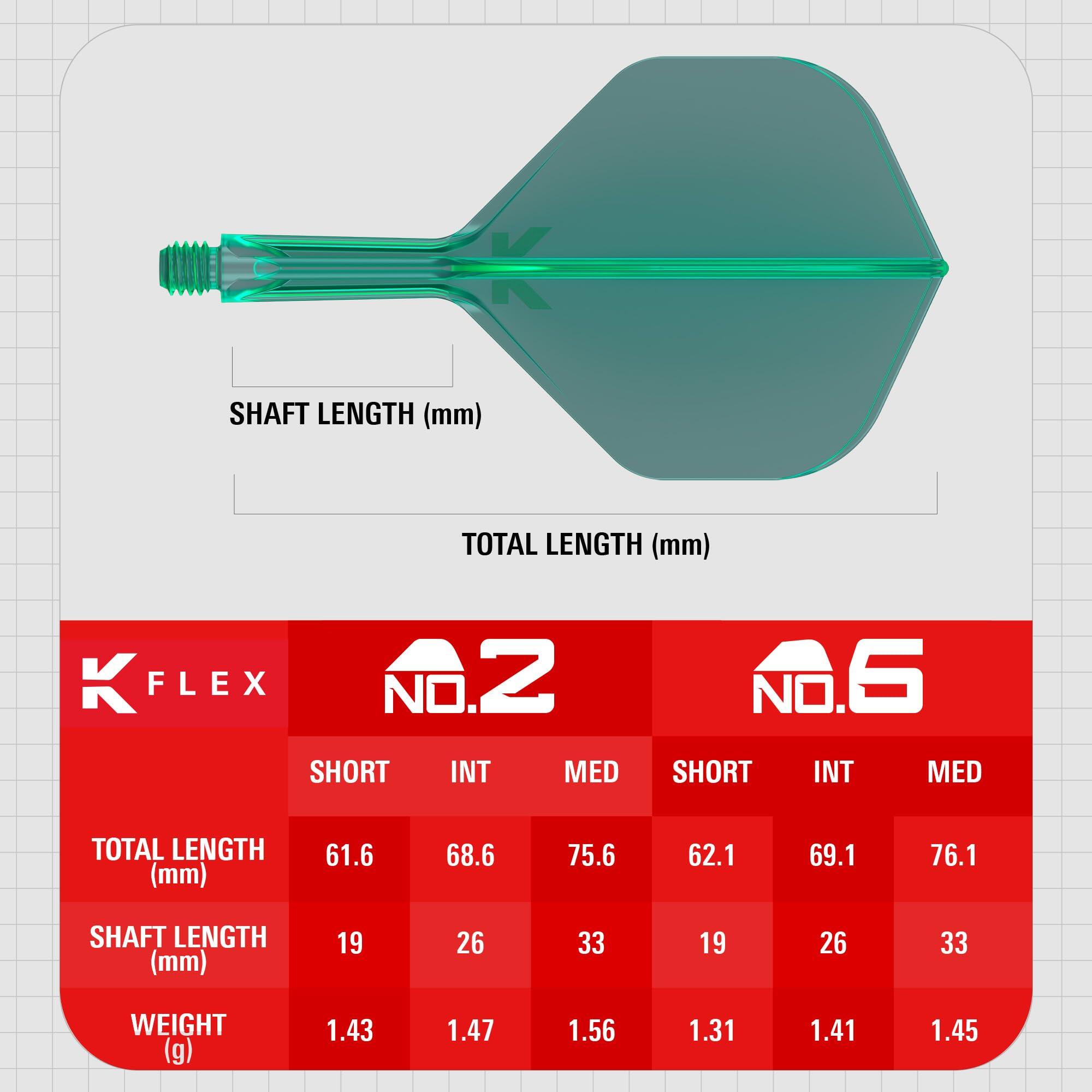 K-Flex geïntegreerde dartflights en shafts No.2 medium 33mm 4/7