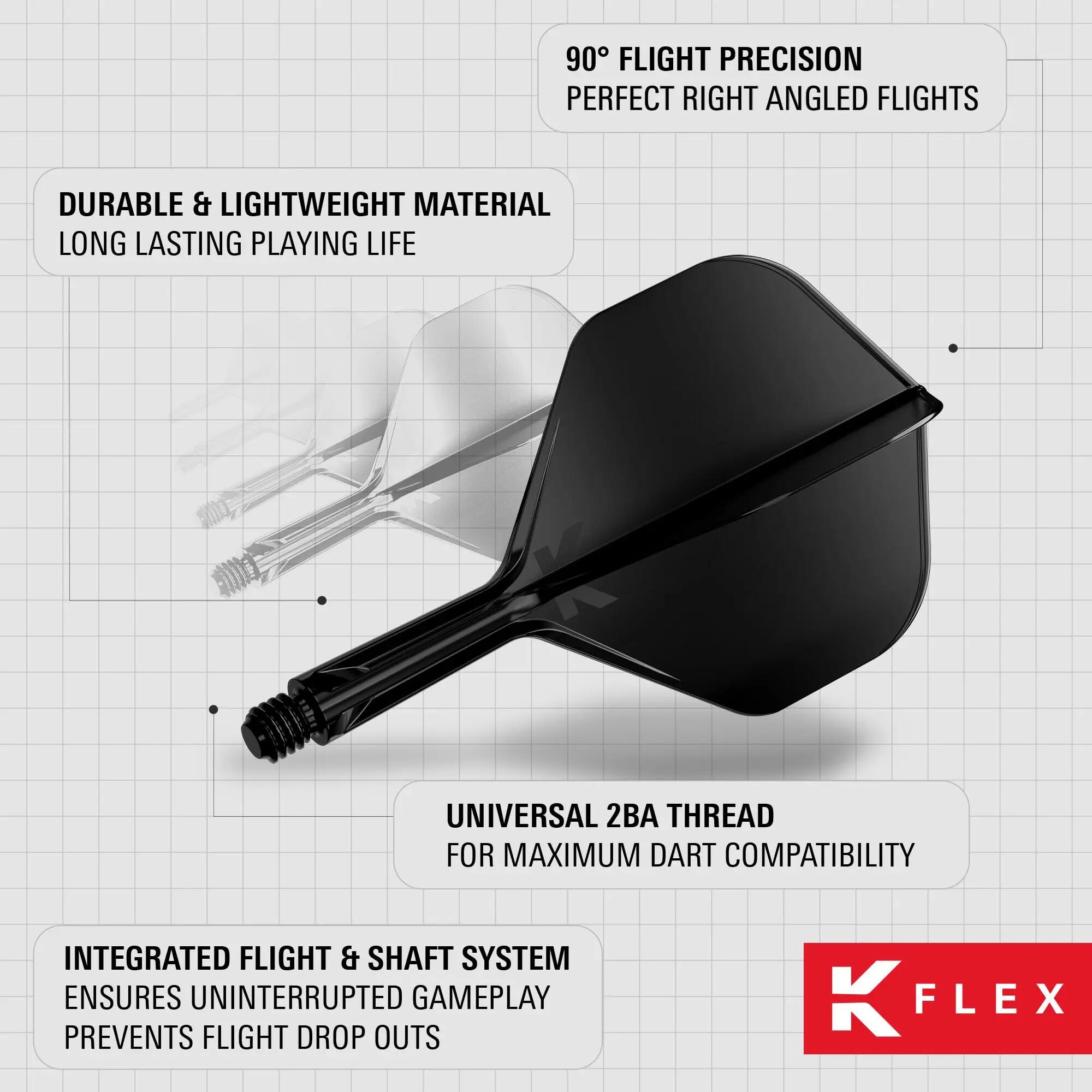 K-Flex Integrierte Dart Flights und Shafts No.2 Medium 33mm 6/7