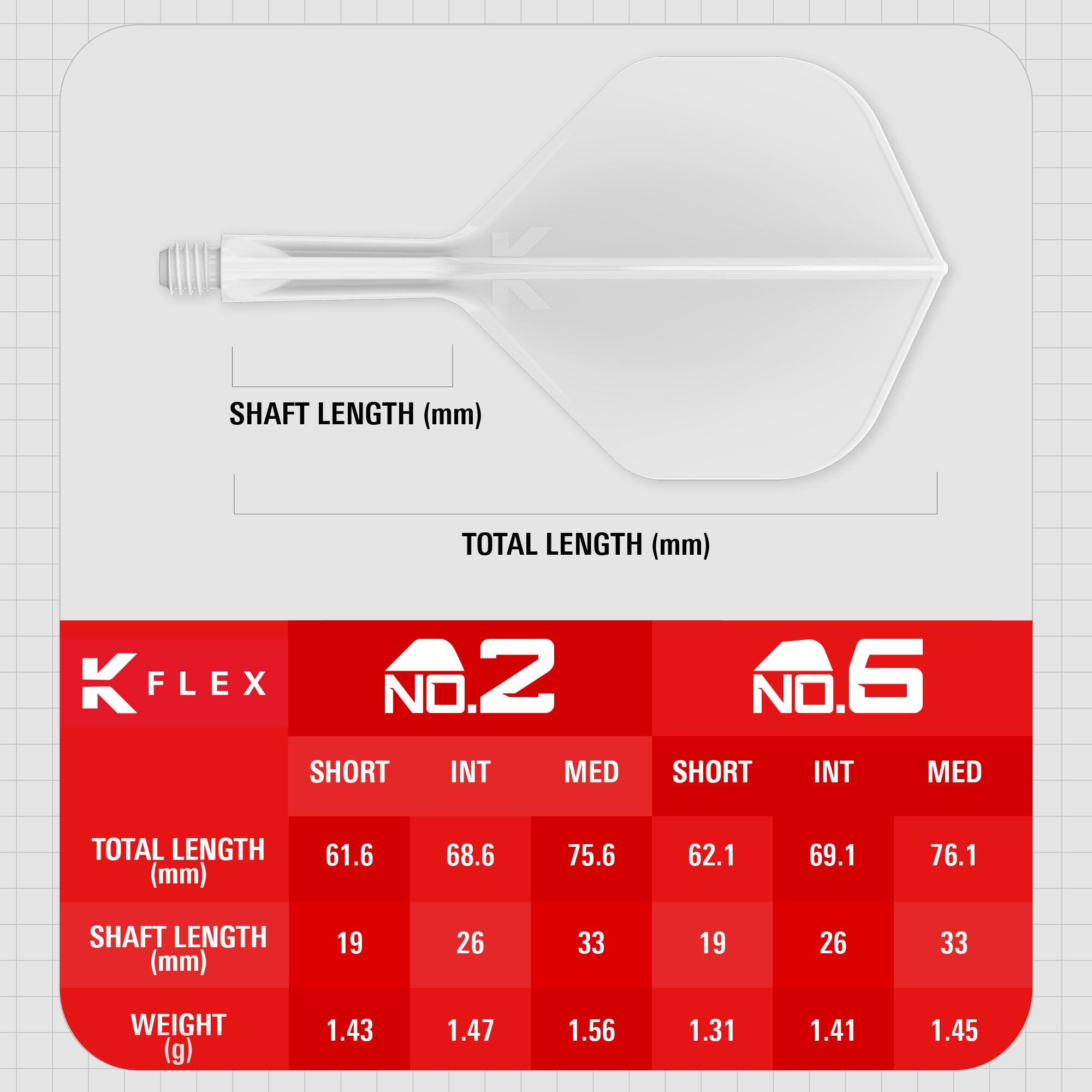 K-Flex geïntegreerde dartflights en shafts No.2 kort 19mm 4/7
