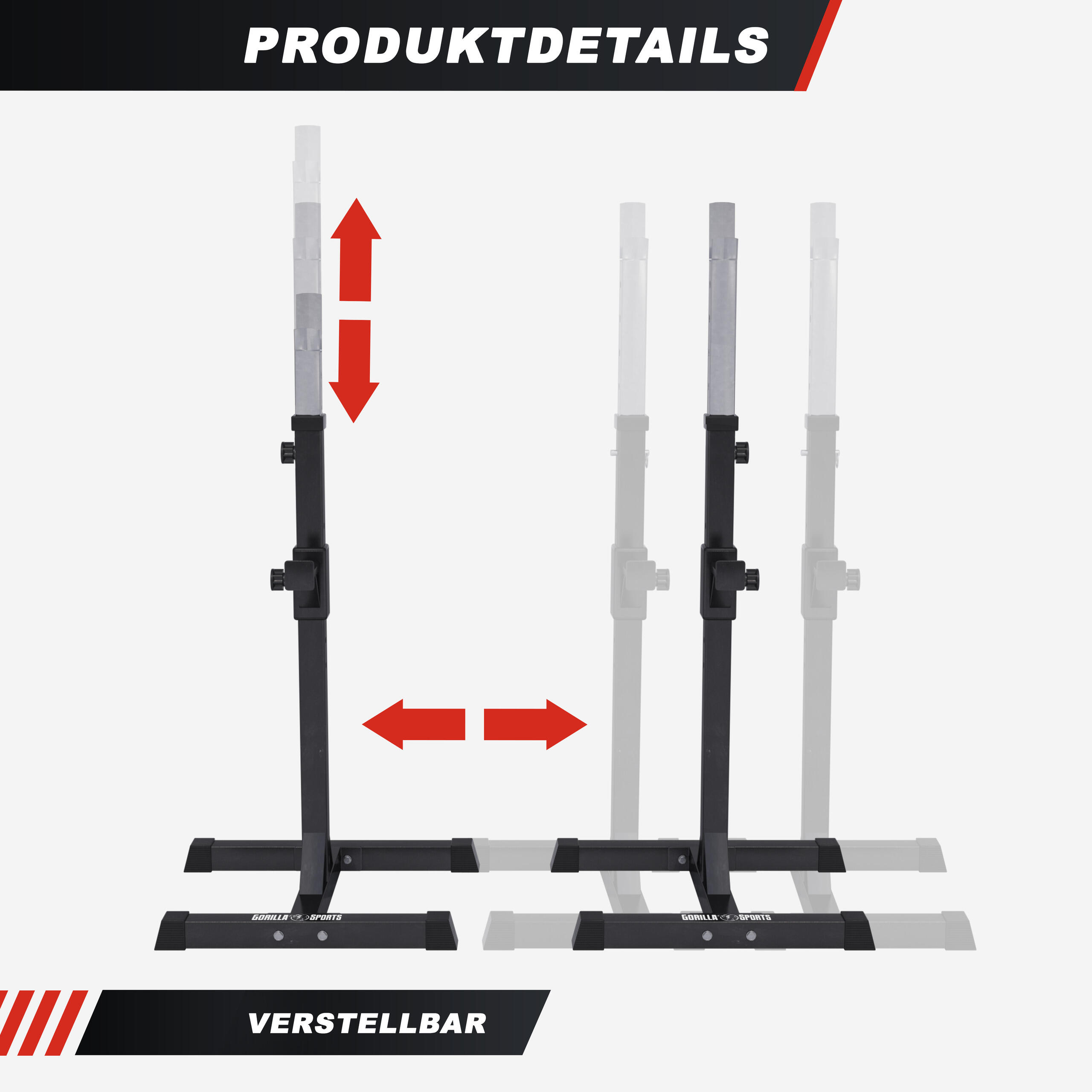 Kit Musculación Barra Curl Ez  con Rack Sentadillas Gorilla Sports Negro 35 Kg 4/7
