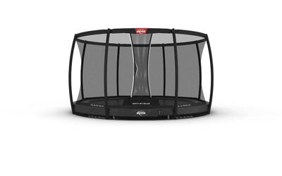 Trampoline elite inground 430 + veiligheidsnet deluxe grijs