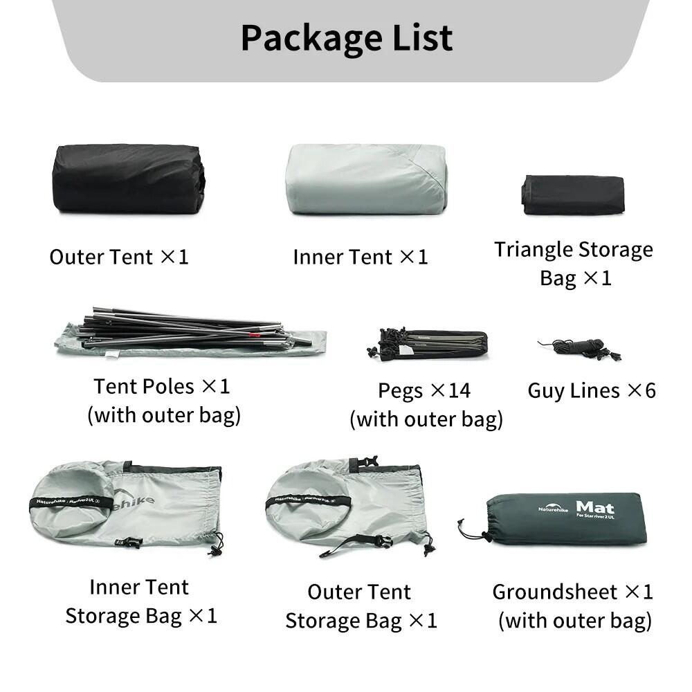 Star River™ UL Ultraleichtes 2-Personen-Backpackingzelt - Steingrau 6/7
