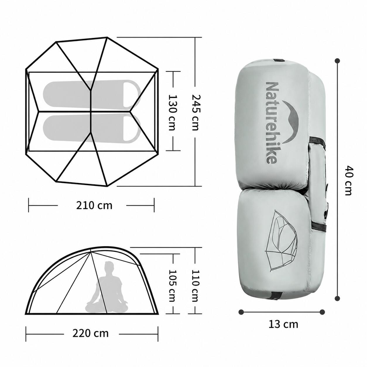 Star River™ UL Ultraleichtes 2-Personen-Backpackingzelt - Steingrau 7/7