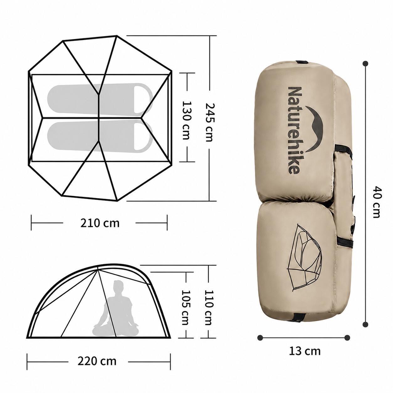 Star River™ UL 2-Persoons Ultralichte Backpacktent-Zandkleur 6/9