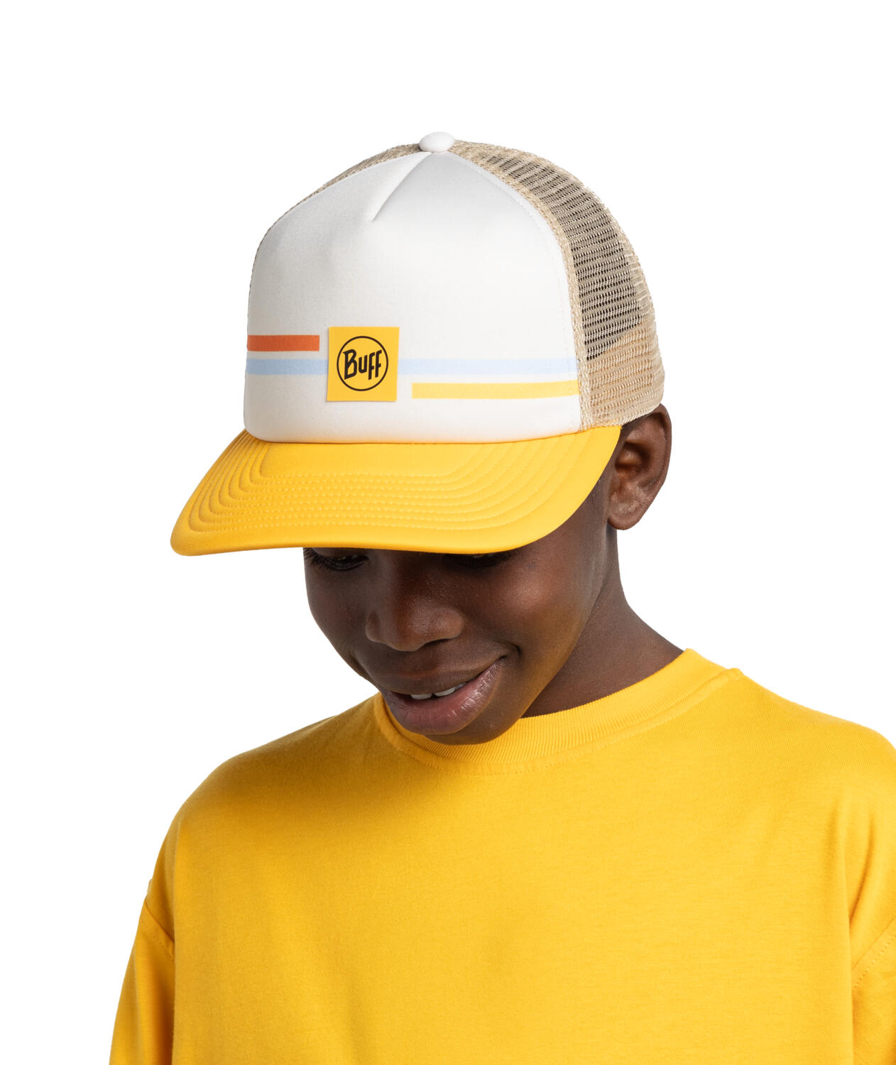 Buff Trucker Cap White Yellow Kids 2/7