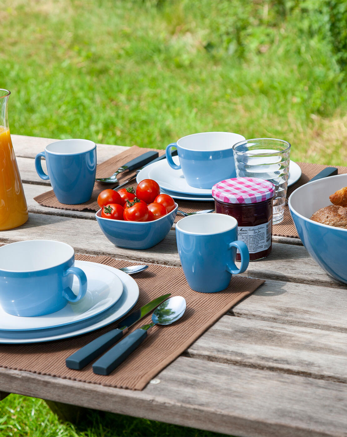 Assiette petit déjeuner - Bicolore - Mélamine - 4 Pièces - Bleu 2/2