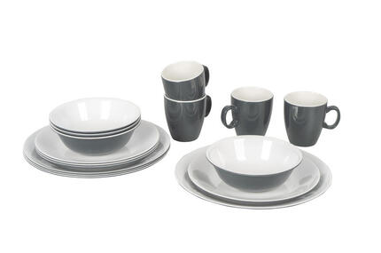 Geschirr - 100% Melamin - 16-teilig - Grau