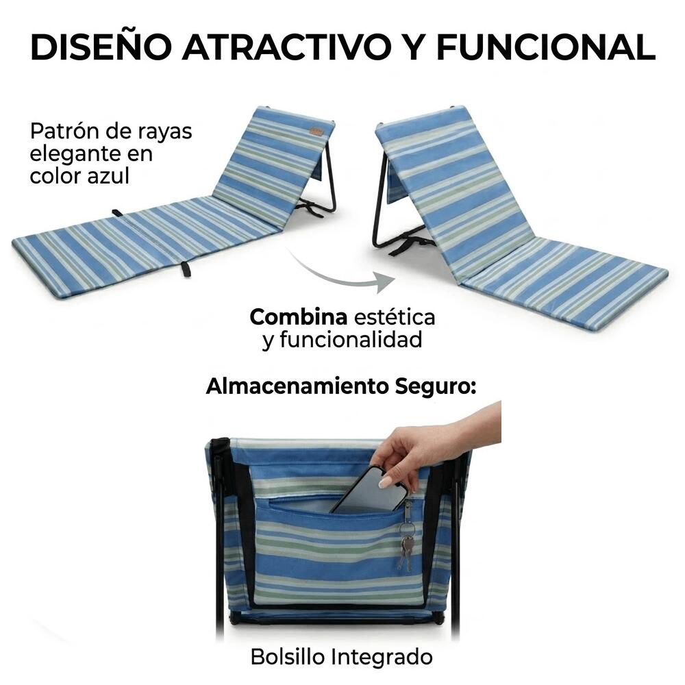 Devessport Esterilla de Playa Plegable con Respaldo Reclinable Kohala 4/7