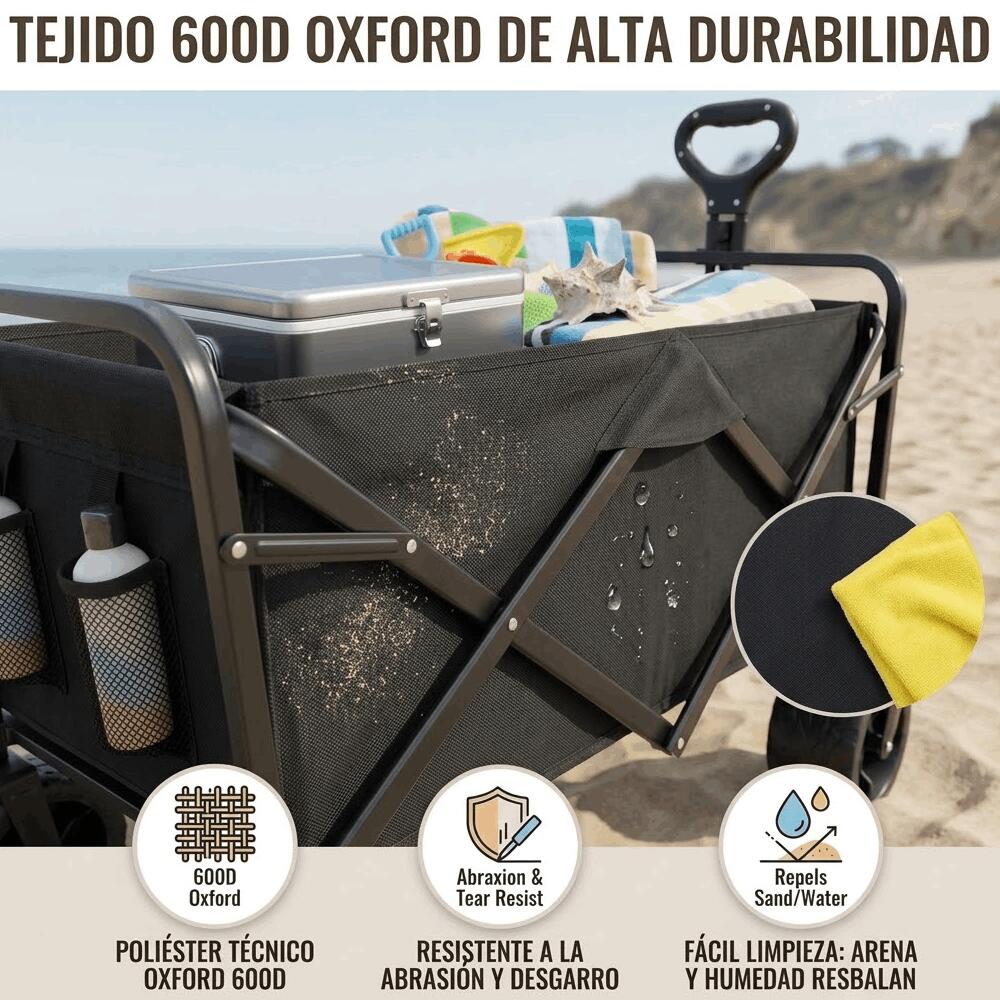 Devessport Carro de Playa Plegable con Ruedas Todoterreno de 8 Pulgadas 3/7