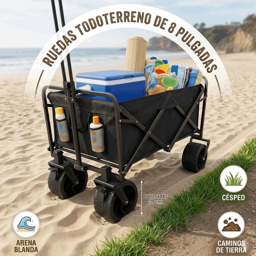 Devessport Carro de Playa Plegable con Ruedas Todoterreno de 8 Pulgadas 2/7