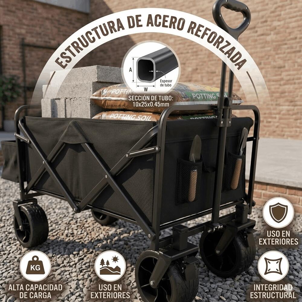Devessport Carro de Playa Plegable con Ruedas Todoterreno de 8 Pulgadas 5/7
