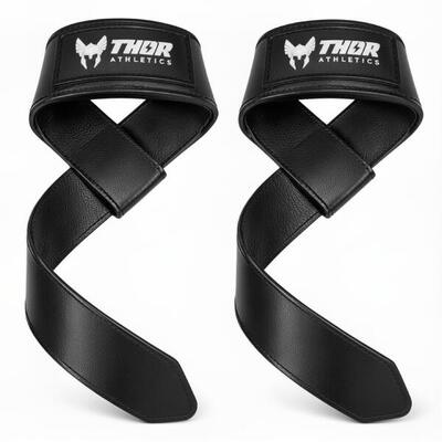Thor Athletics Cinghie da Sollevamento in Pelle - Stacco da Terra - Nero