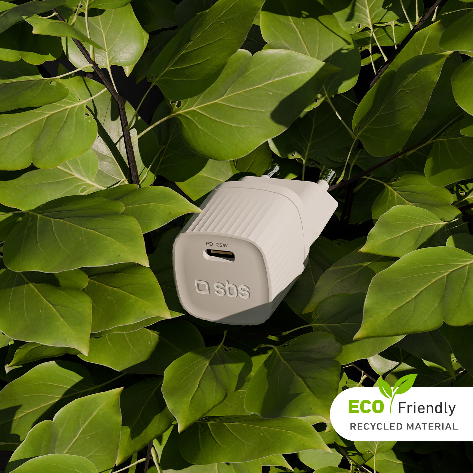 Caricatore USB-C ecologico, 25W, Power Delivery, Plastica riciclata GRS 3/7