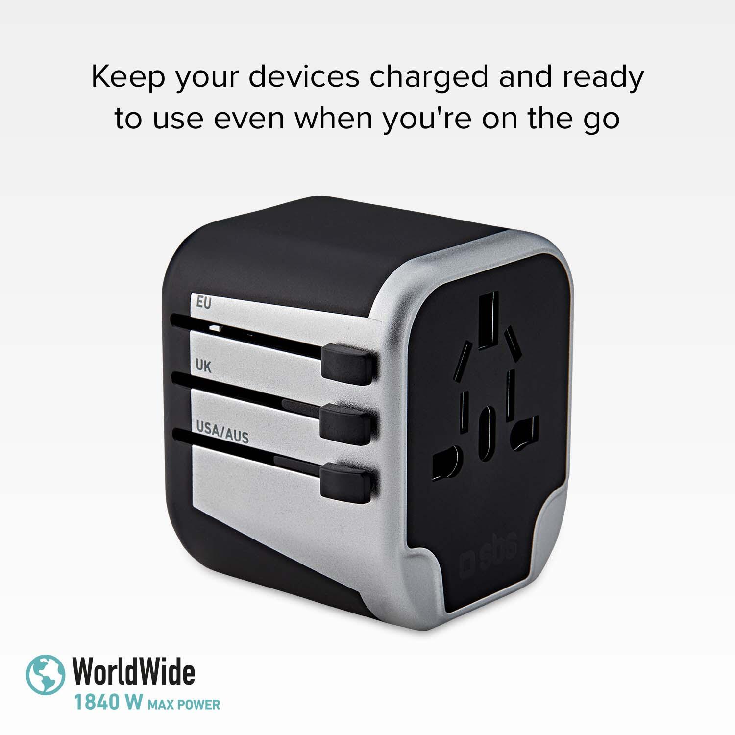 Adattatore da Viaggio 12W con 4 Spine EU, UK, US, AUS 2/5
