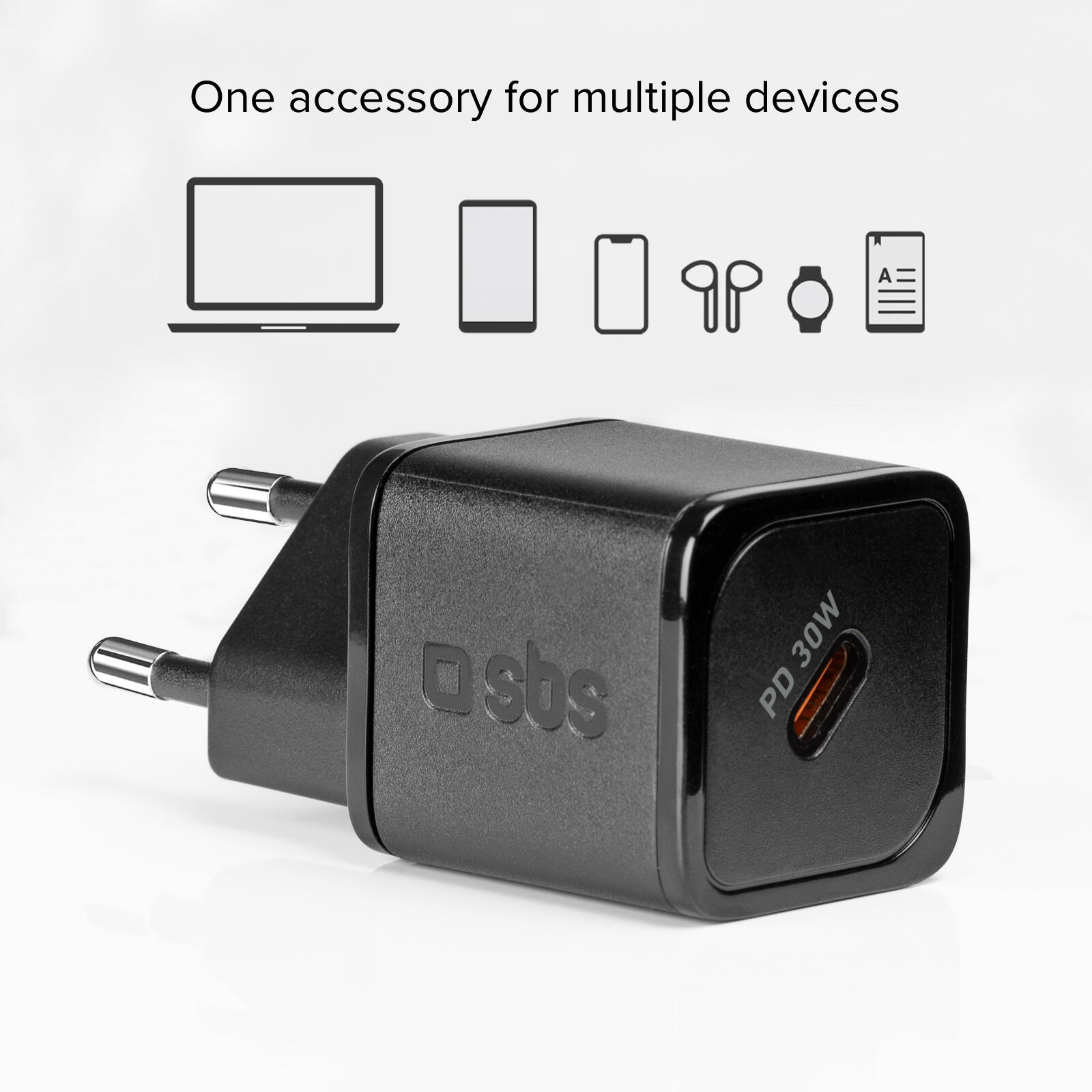 Caricatore GaN da 30 Watt con ricarica rapida per smartphone, tablet, smartwatch 2/7