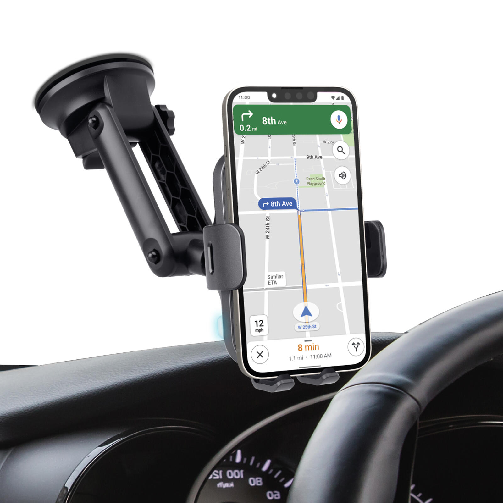 Support voiture pare‑brise/tableau de bord avec charge sans fil 15W 2/5