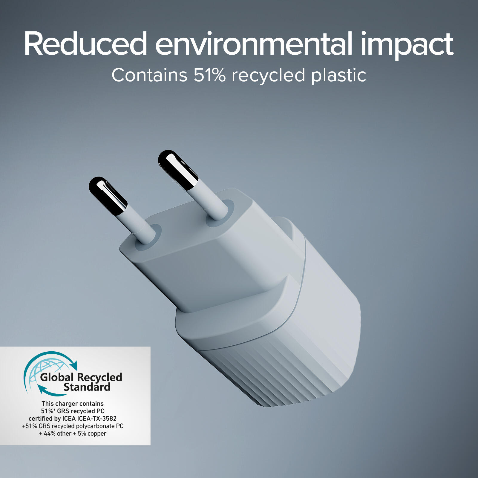 Chargeur fabriqué à partir de matériau recyclé GRS 6/7
