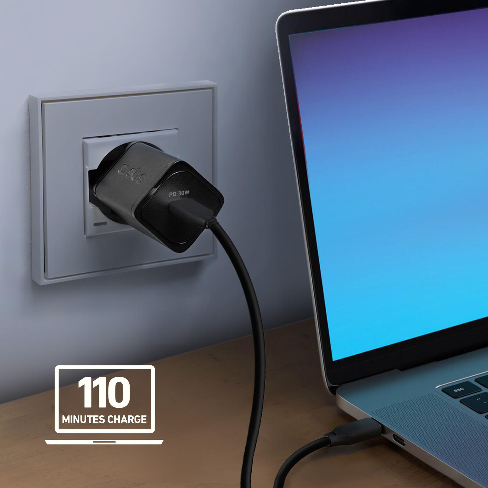 Caricatore GaN da 30 Watt con ricarica rapida per smartphone, tablet, smartwatch 7/7