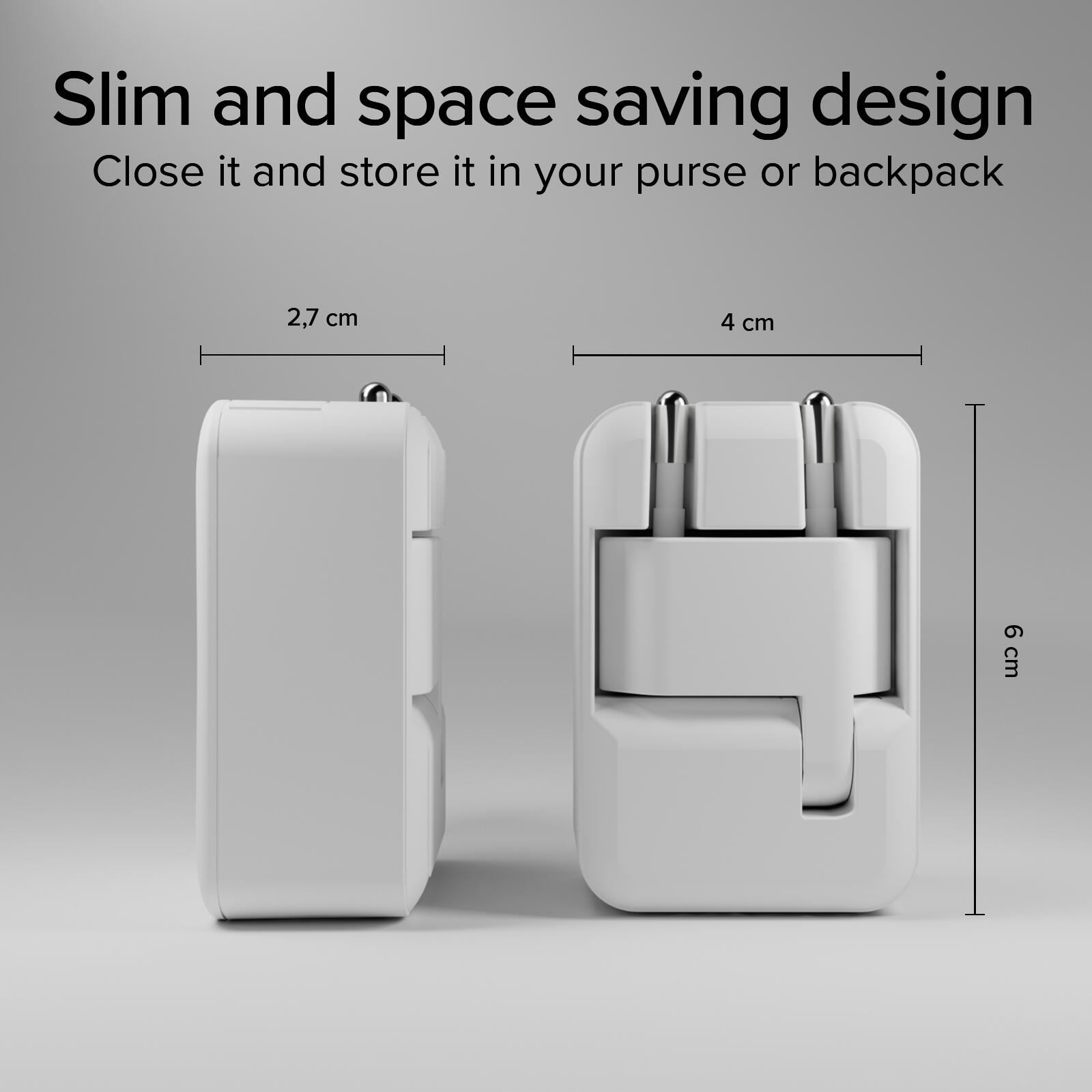 Caricatore 20W PD, spina pieghevole, porte USB-A e USB-C, design slim 7/7