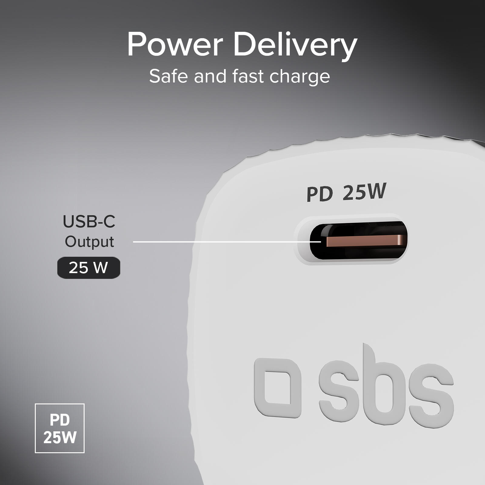 Caricatore USB-C ecologico, 25W, Power Delivery, Plastica riciclata GRS 5/7