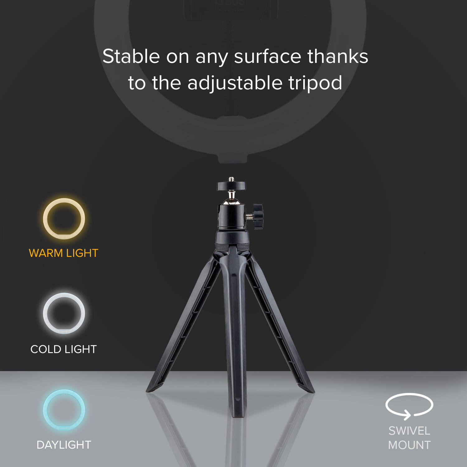 Anneau lumineux pour selfie de  20cm sur trépied 3/5