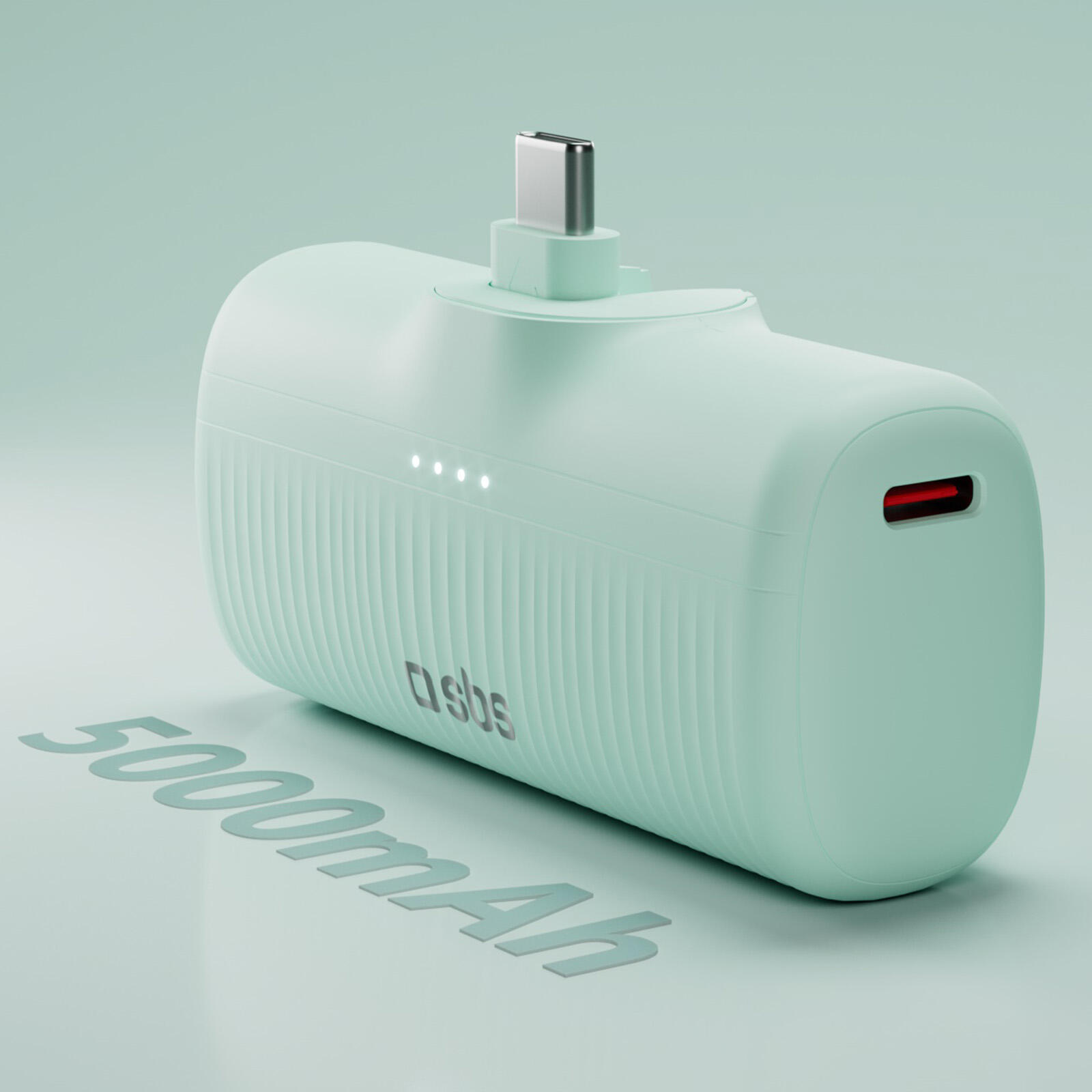 PowerBank 5000 mAh, con plastica riciclata GRS e connettore USB-C 3/7
