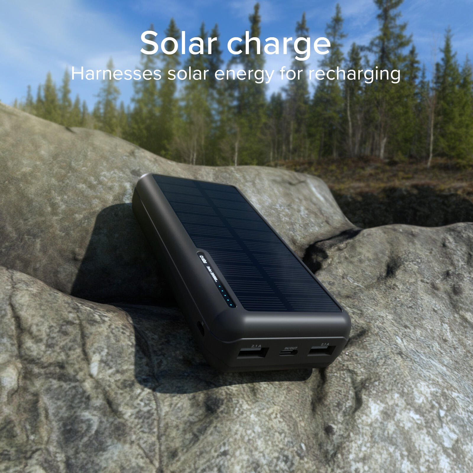 Powerbank 20000 mAh, con ricarica solare e LED di Stato 5/7