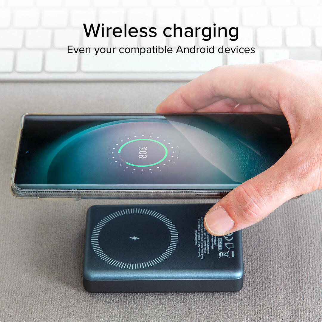 PowerBank 10000 mAh con ricarica wireless, compatibile MagSafe 6/7