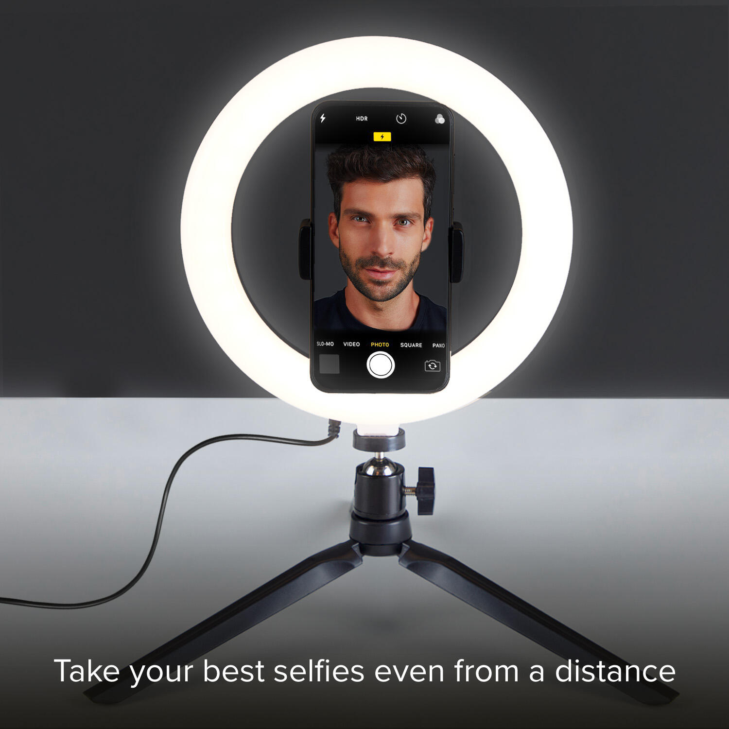 Anneau lumineux pour selfie de  20cm sur trépied 4/5