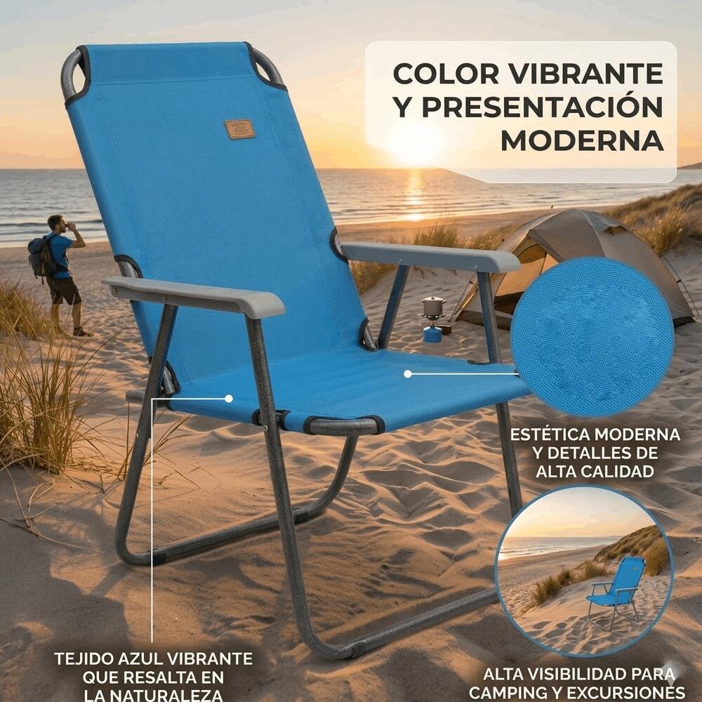 Devessport - Chaise de Camping Pliante Kohala - Structure en Acier 22mm 3/7