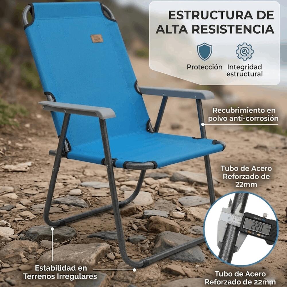 Devessport - Chaise de Camping Pliante Kohala - Structure en Acier 22mm 2/7
