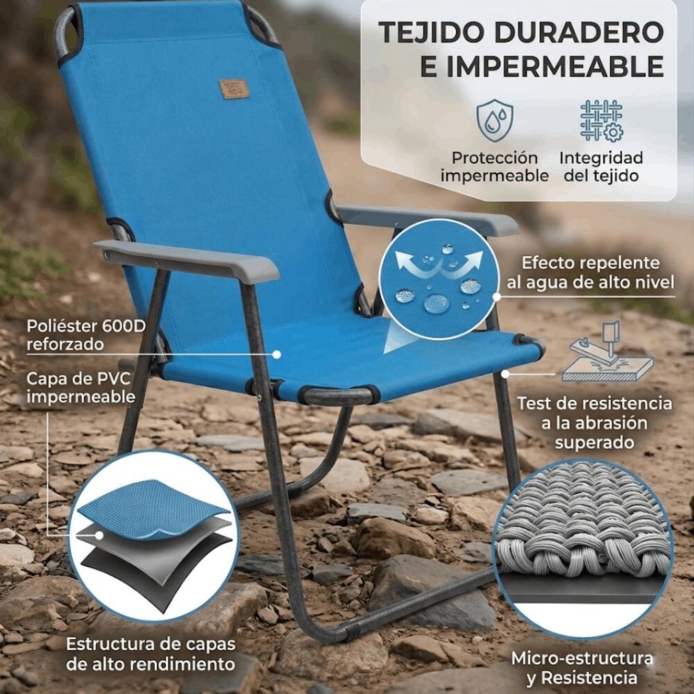 Devessport - Chaise de Camping Pliante Kohala - Structure en Acier 22mm 5/7