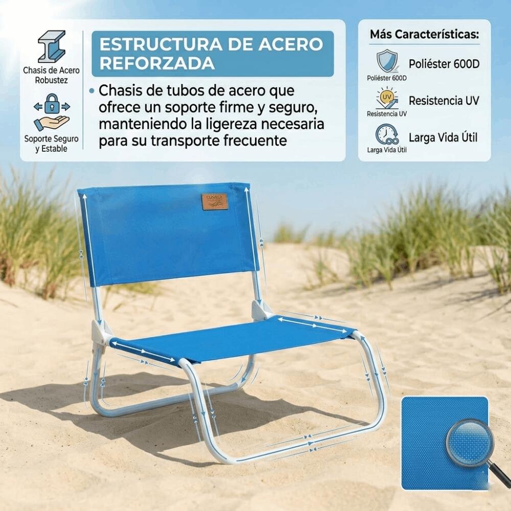 Devessport Chaise de Plage Basse Pliante Kohala 5/7