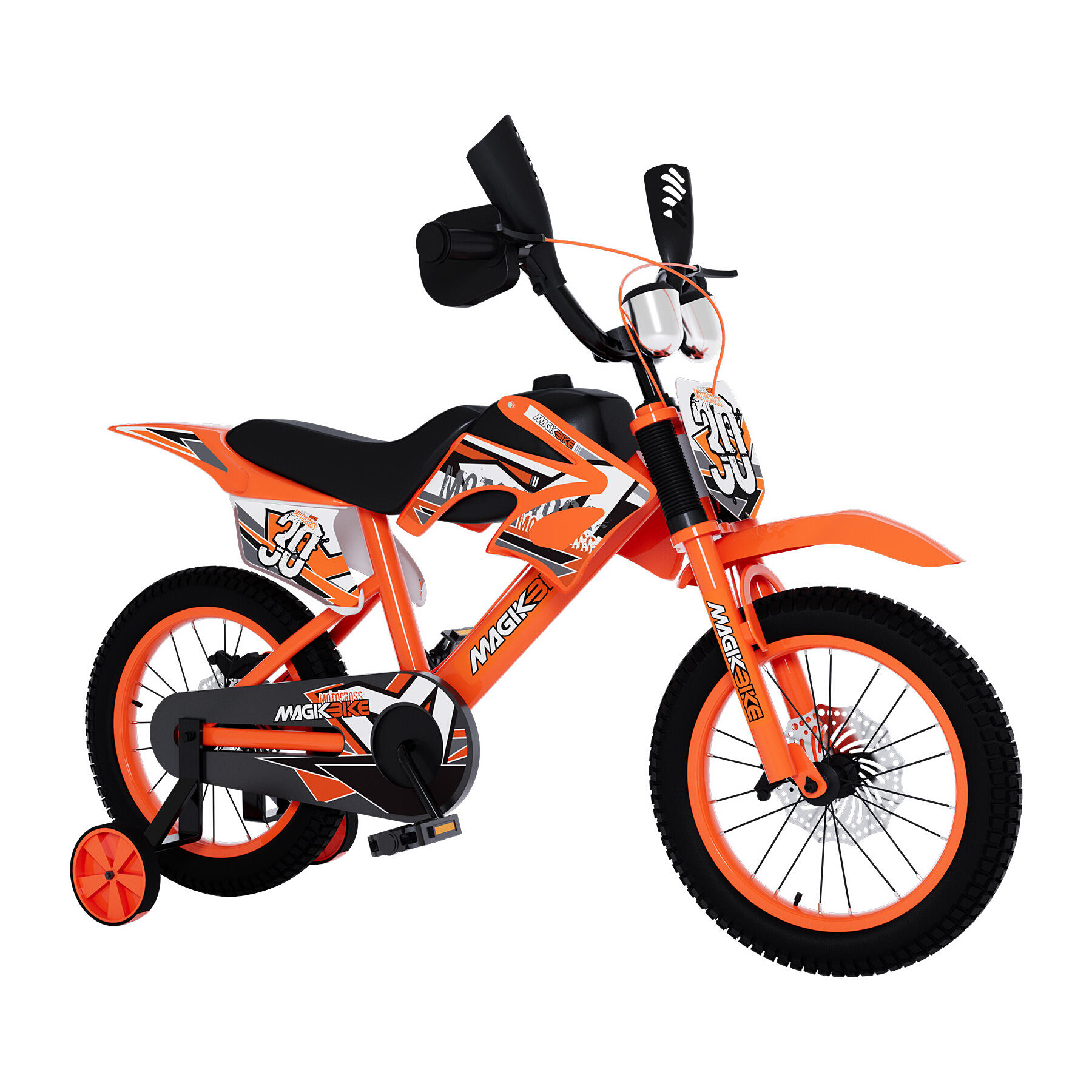 Bicicleta Niños 16 Pulgadas MagikBike Motocross 5-7 años Naranja 1/4