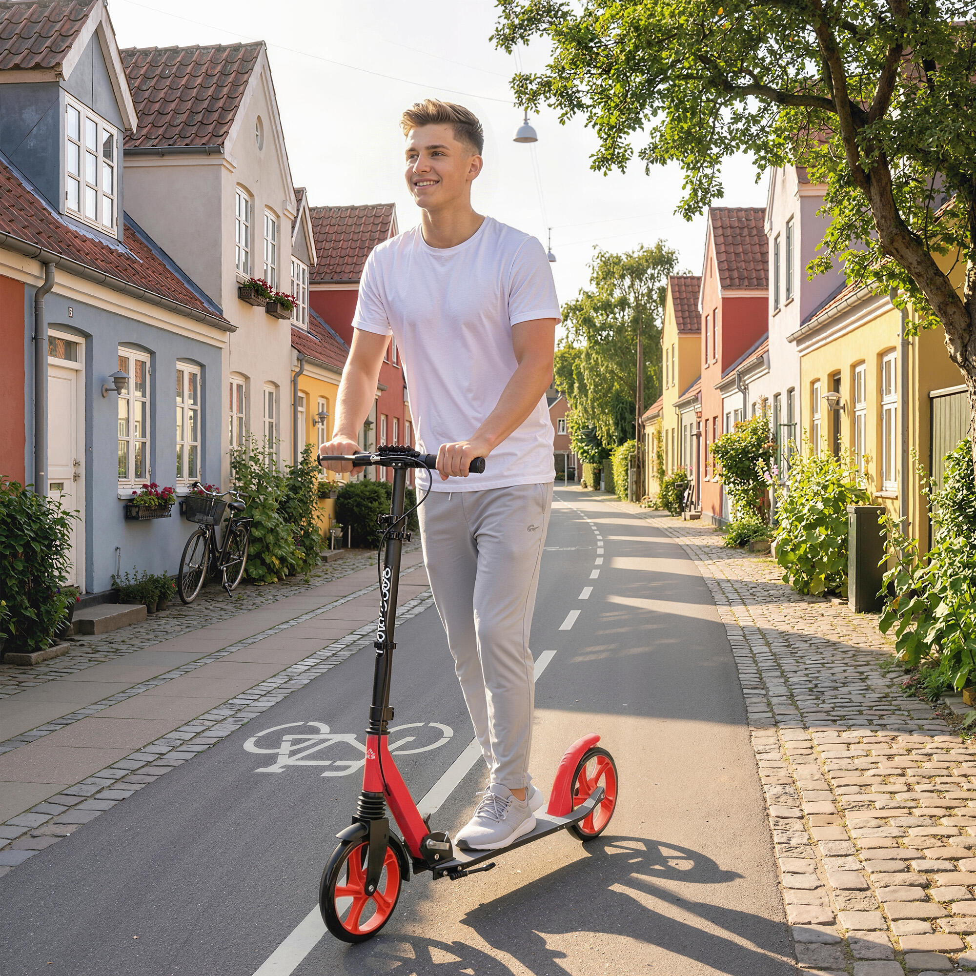 Patinete Dobrável HOMCOM Vermelho 5/5