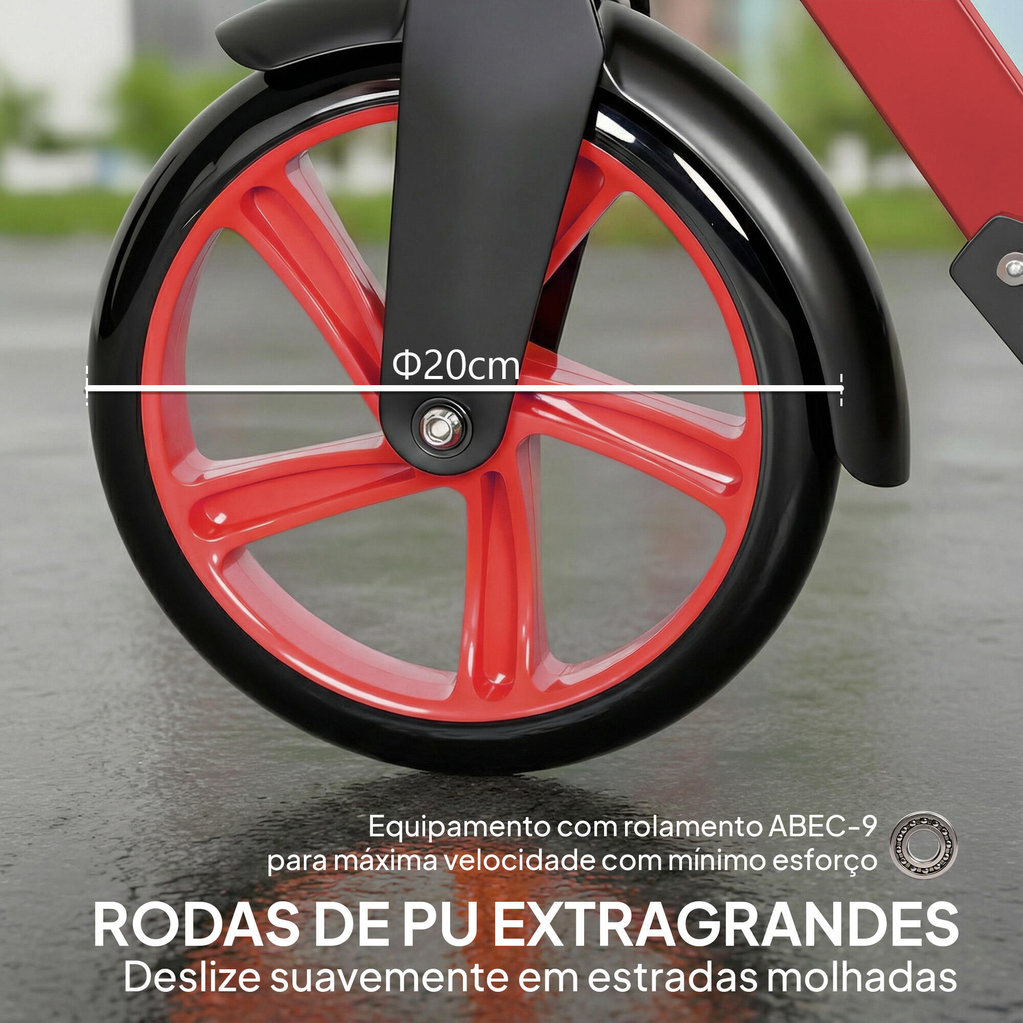 Patinete Dobrável HOMCOM Vermelho 4/5