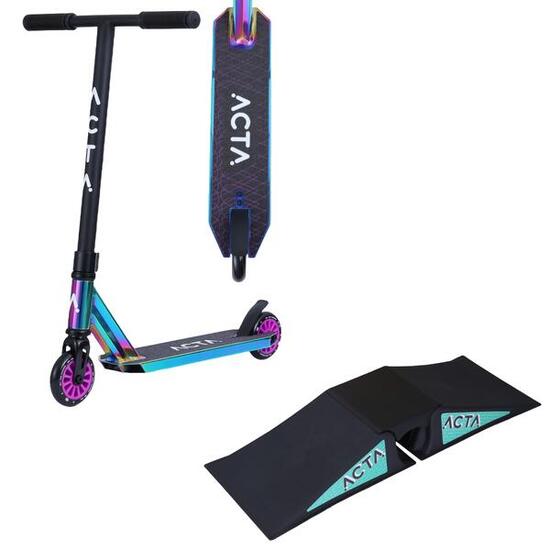 (Los) ACTA Kinder Rampe + ACTA Mini KSP Kinder Freestyle Stuntscooter - Neochrom