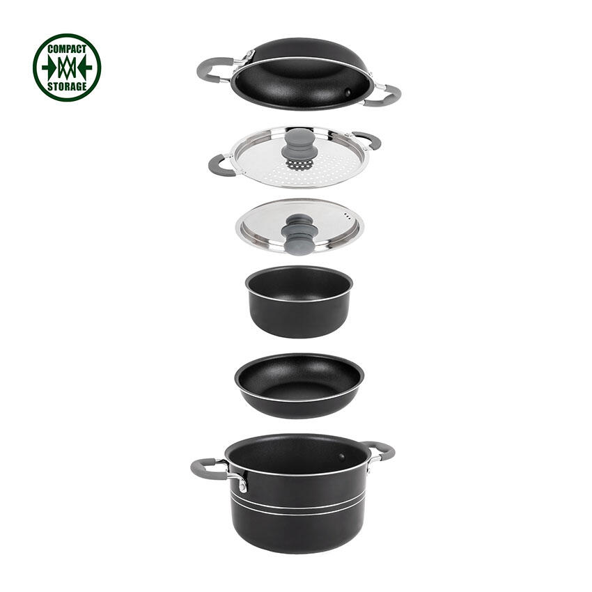 Camping Cookware Set Sabor 7+1 20 cm Cocina Exterior Olla Sartén Aluminio 3/7