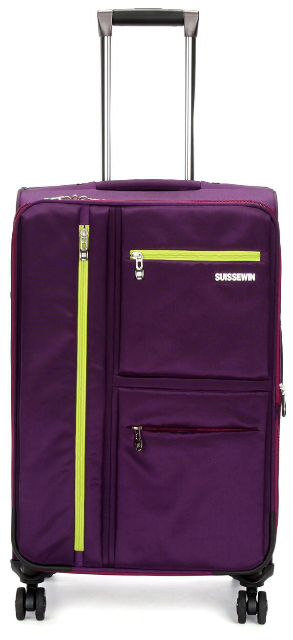 Swiss Suitcase TSA Lock 8-Wheel Travel Luggage Purple