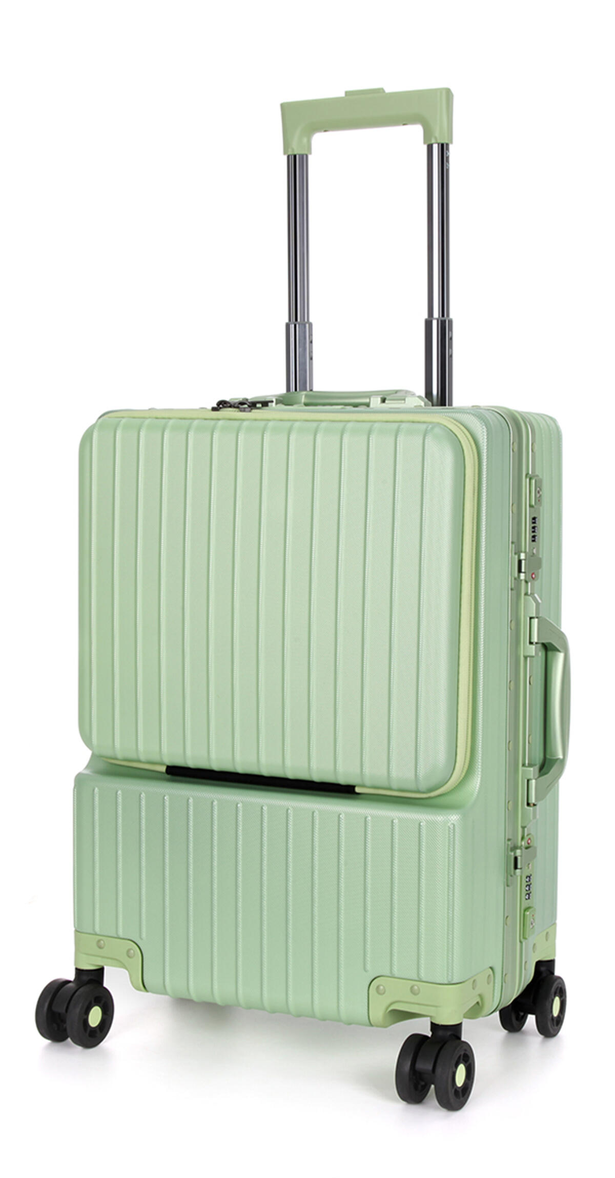 Swiss Aluminium Suitcase TSA Lock 8-Wheel Travel Luggage Green