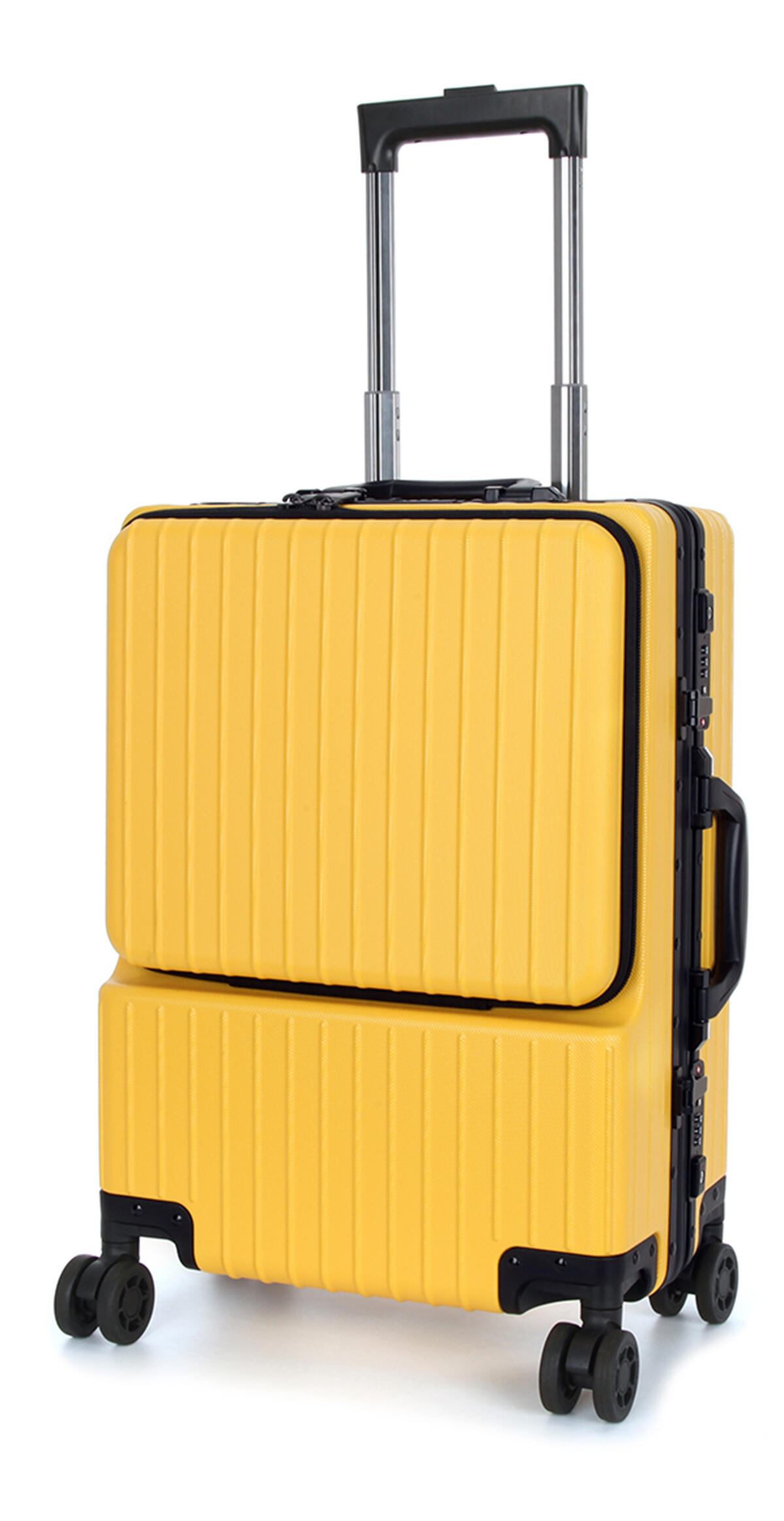 Swiss Aluminium Suitcase TSA Lock 8-Wheel Travel Luggage Yellow
