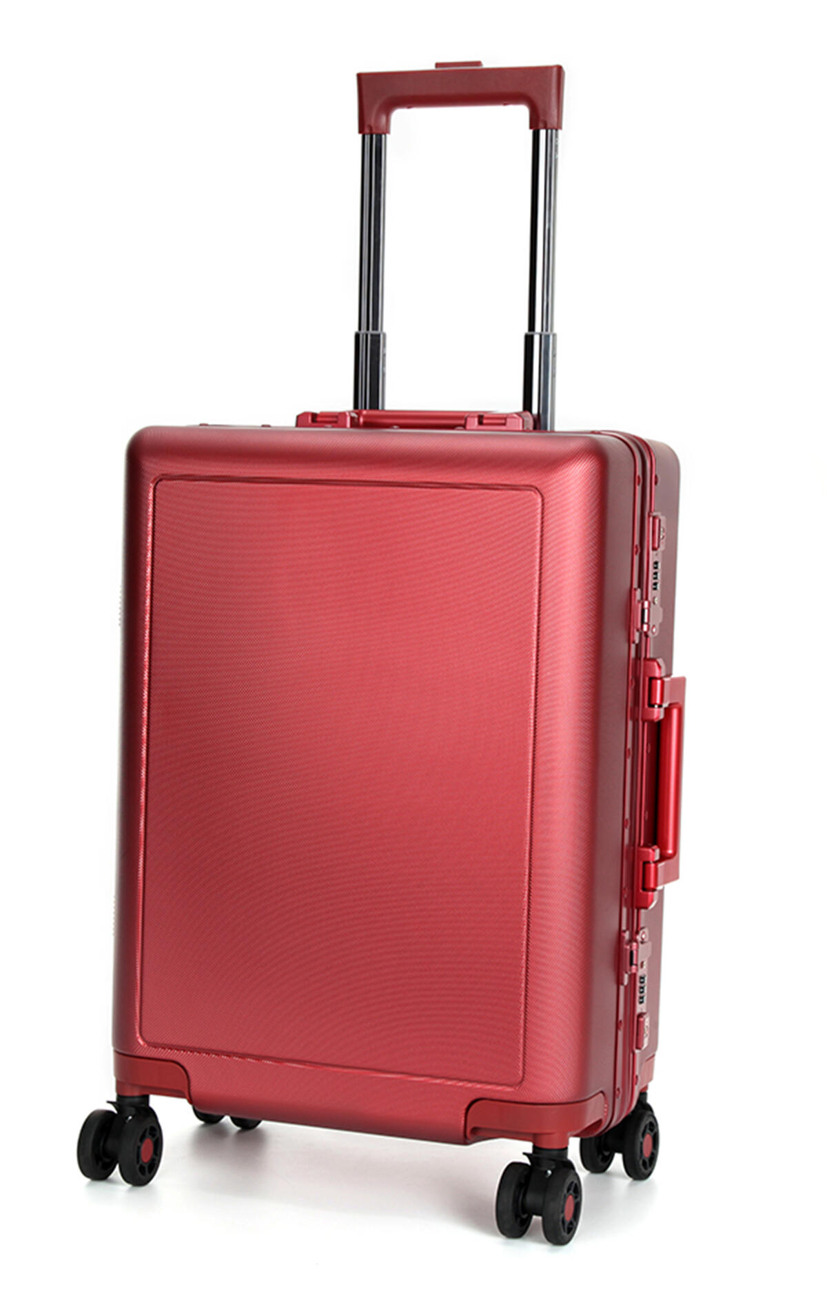 Swiss Aluminium Suitcase TSA Lock 8-Wheel Travel Luggage Red