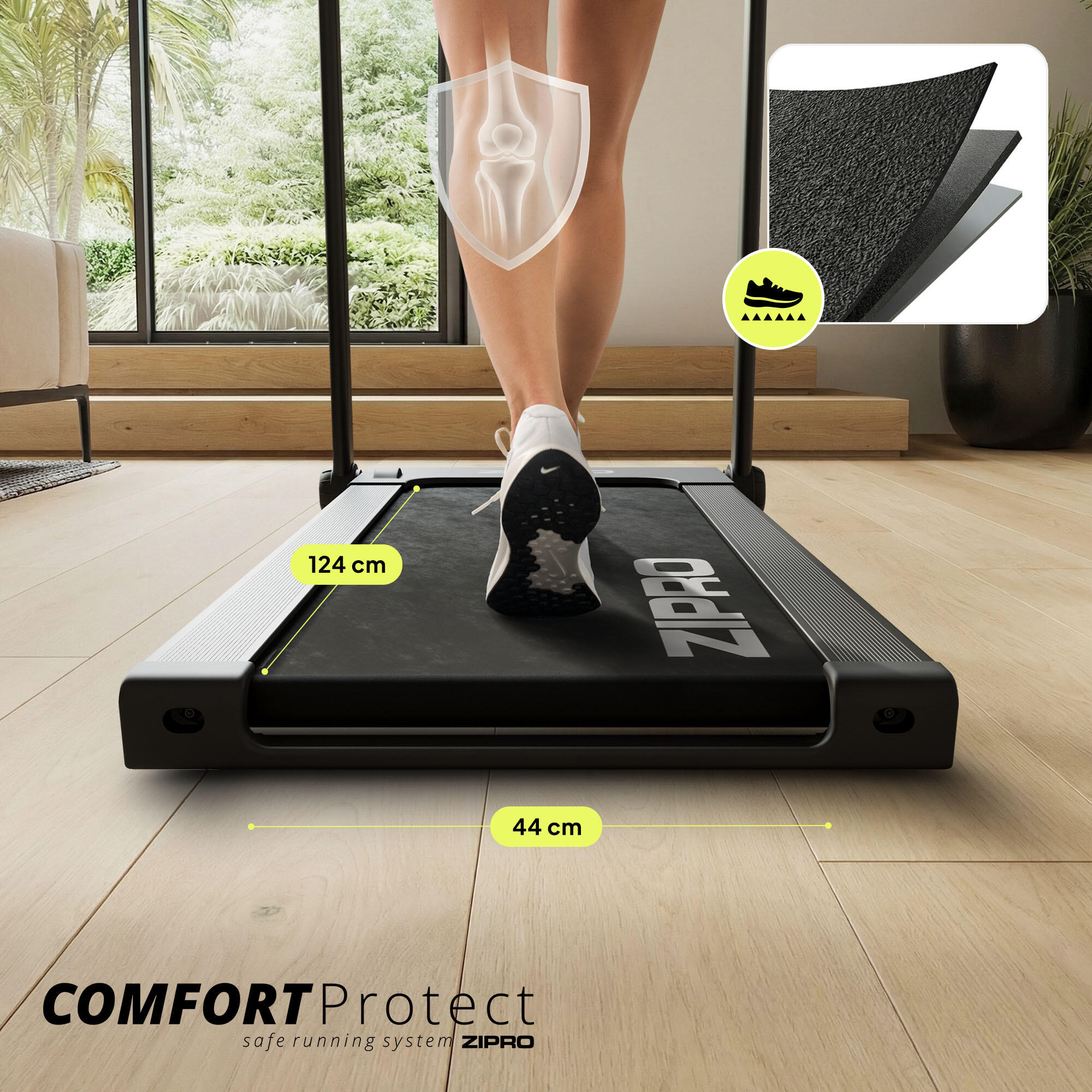 Tapis de course pliant Zipro Pacto 125 x 45 cm, 16 km/h, avec FitShow, Kinomap 5/8