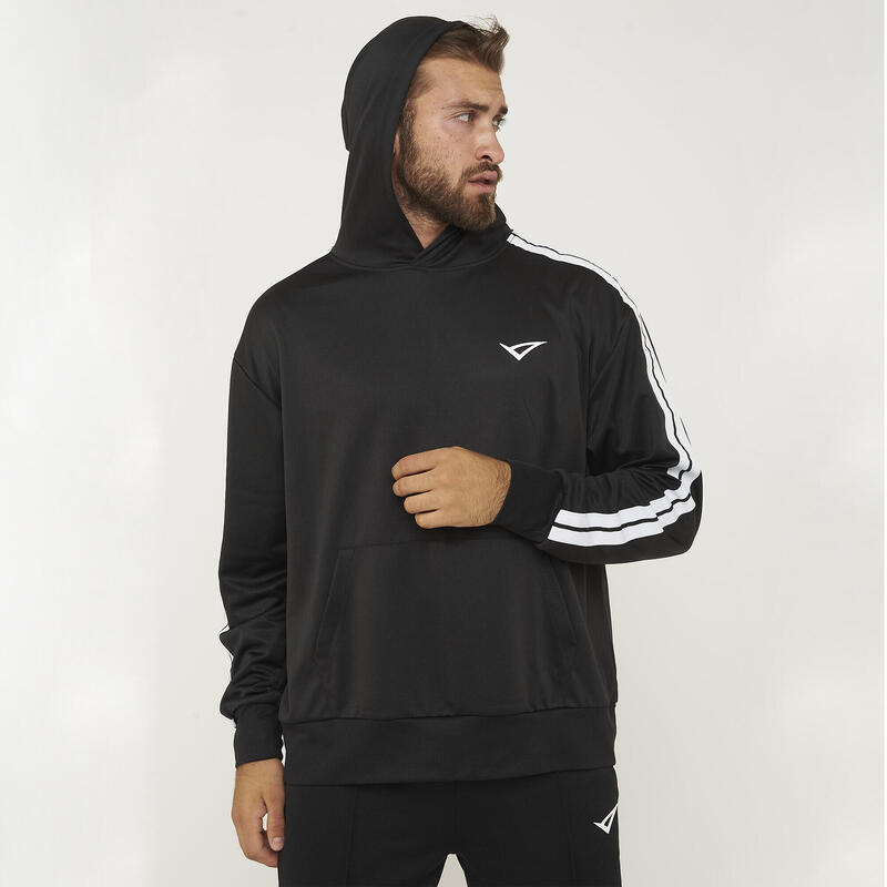 Bărbați Running Felpa Space cu Cappuccio Negru-Alb