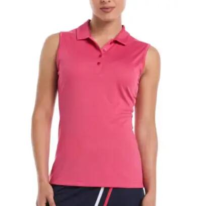 Polo de tournoi Callaway pour femmes, polo sans manches pour femmes, rose
